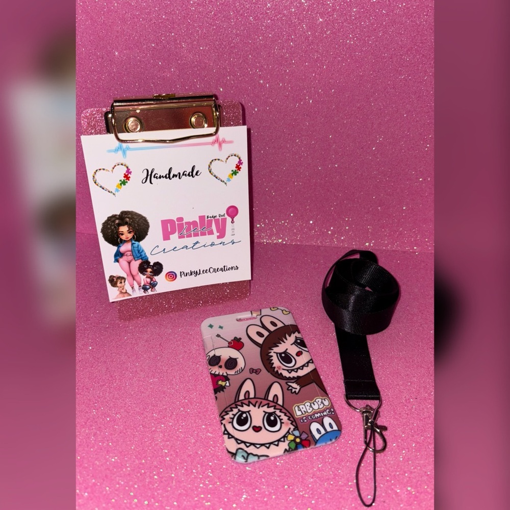 La BUBU ID Holder with Black Lanyard